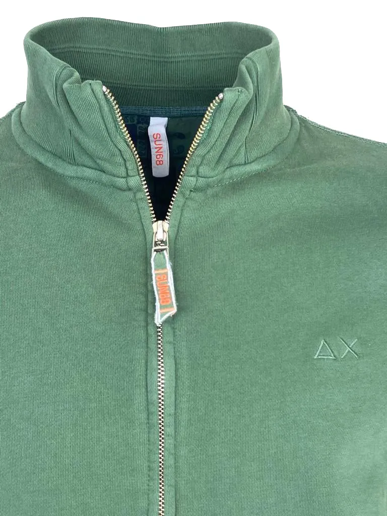 FELPA UOMO VERDE CON ZIP 100% COTONE