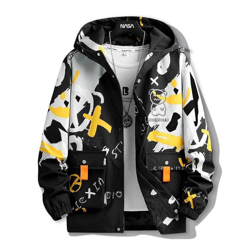 GINGSHUAI Raster Digital Graphic Hoodie