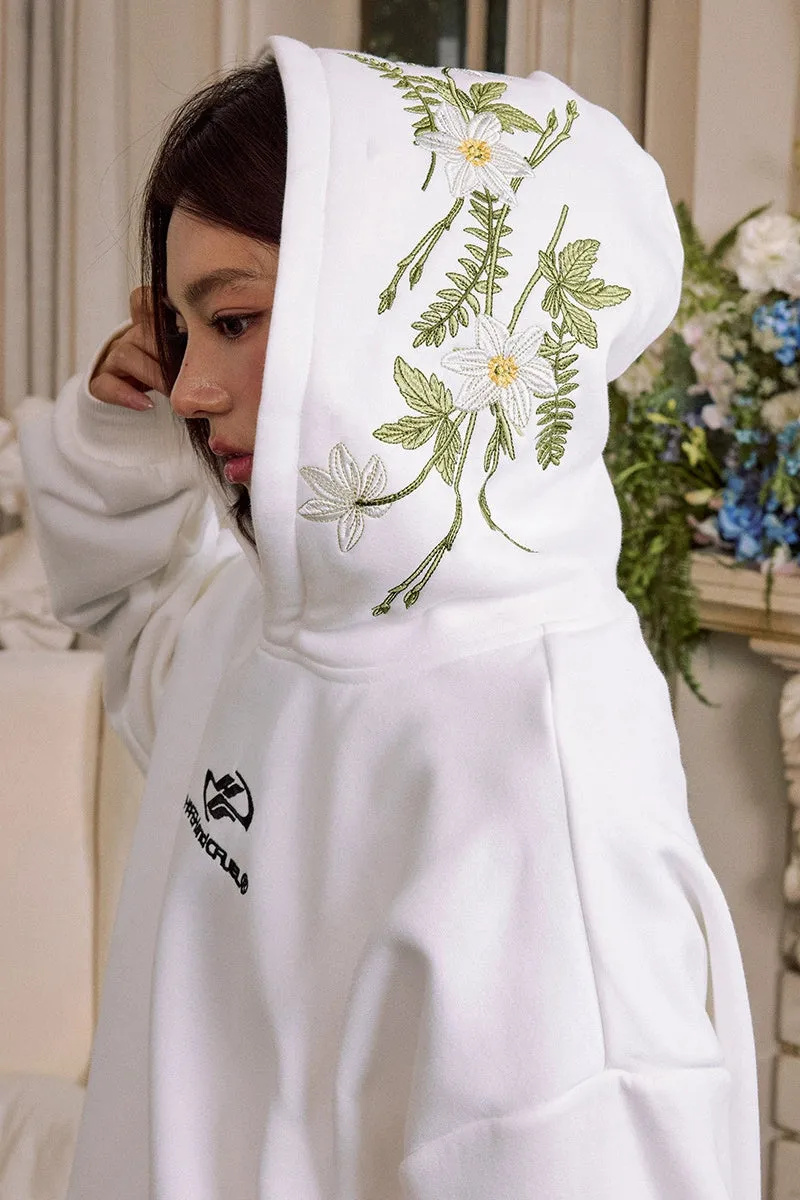 Green Floral Embroidered Hoodie