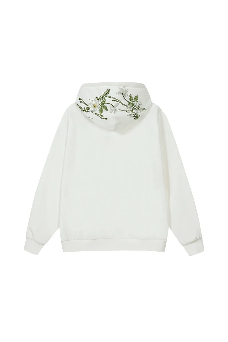 Green Floral Embroidered Hoodie