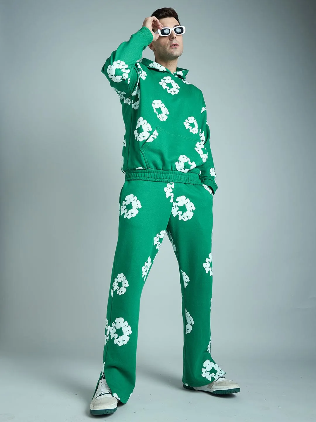 Green Floral Oversized Tracksuit