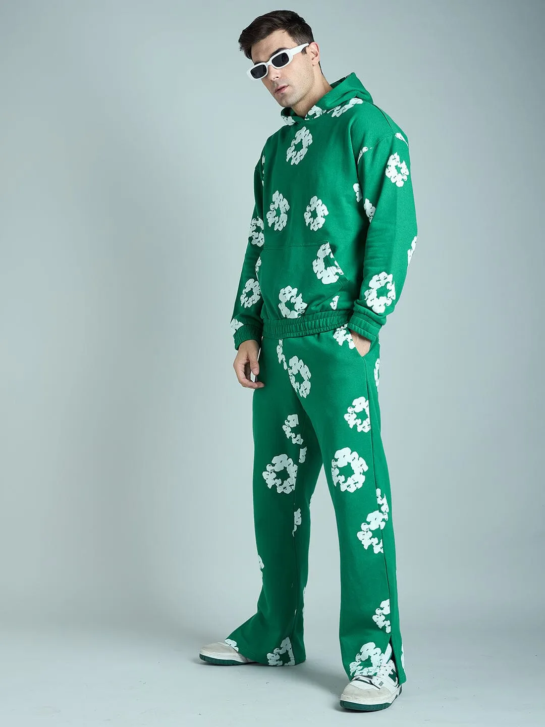 Green Floral Oversized Tracksuit