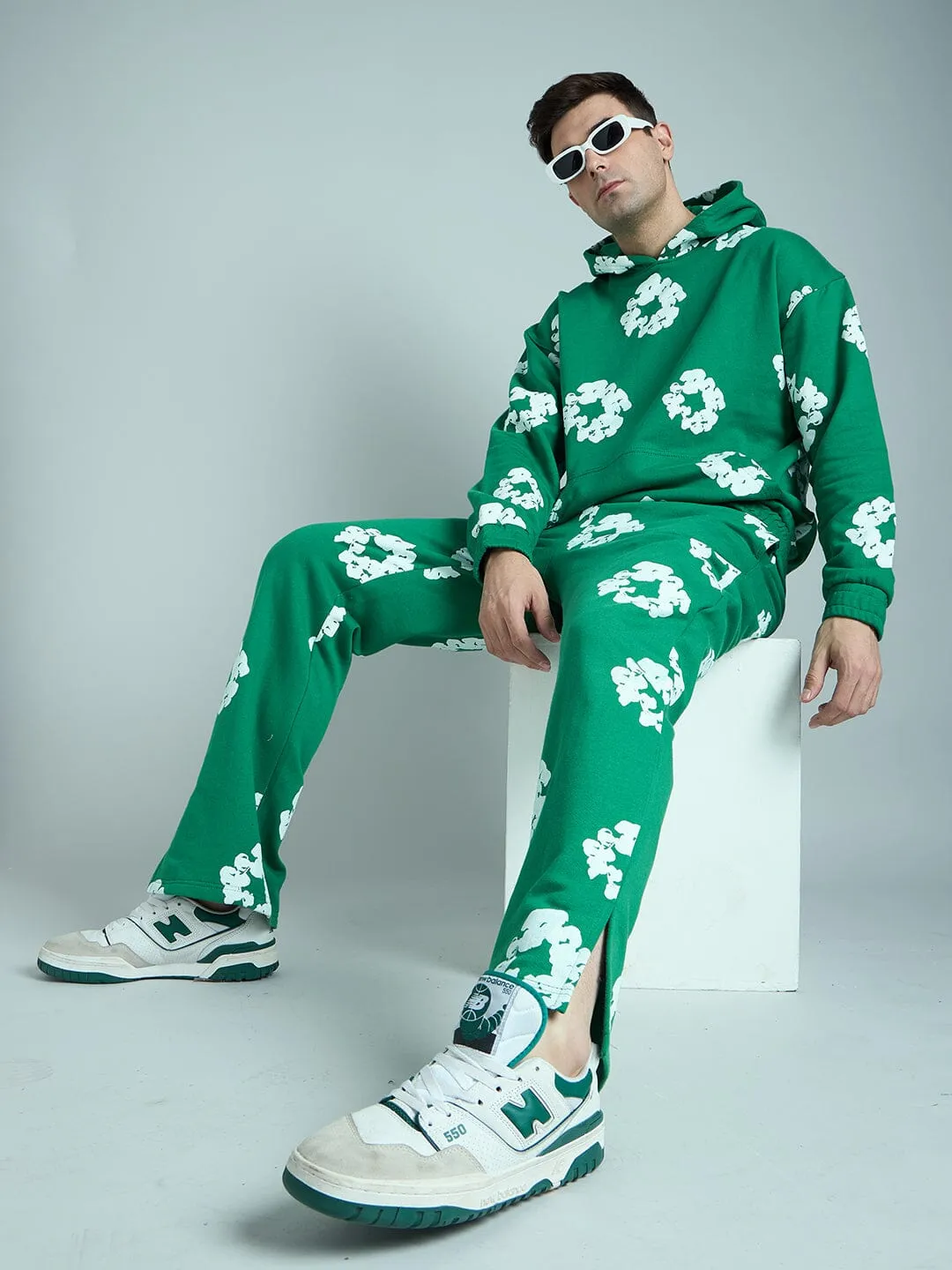 Green Floral Oversized Tracksuit