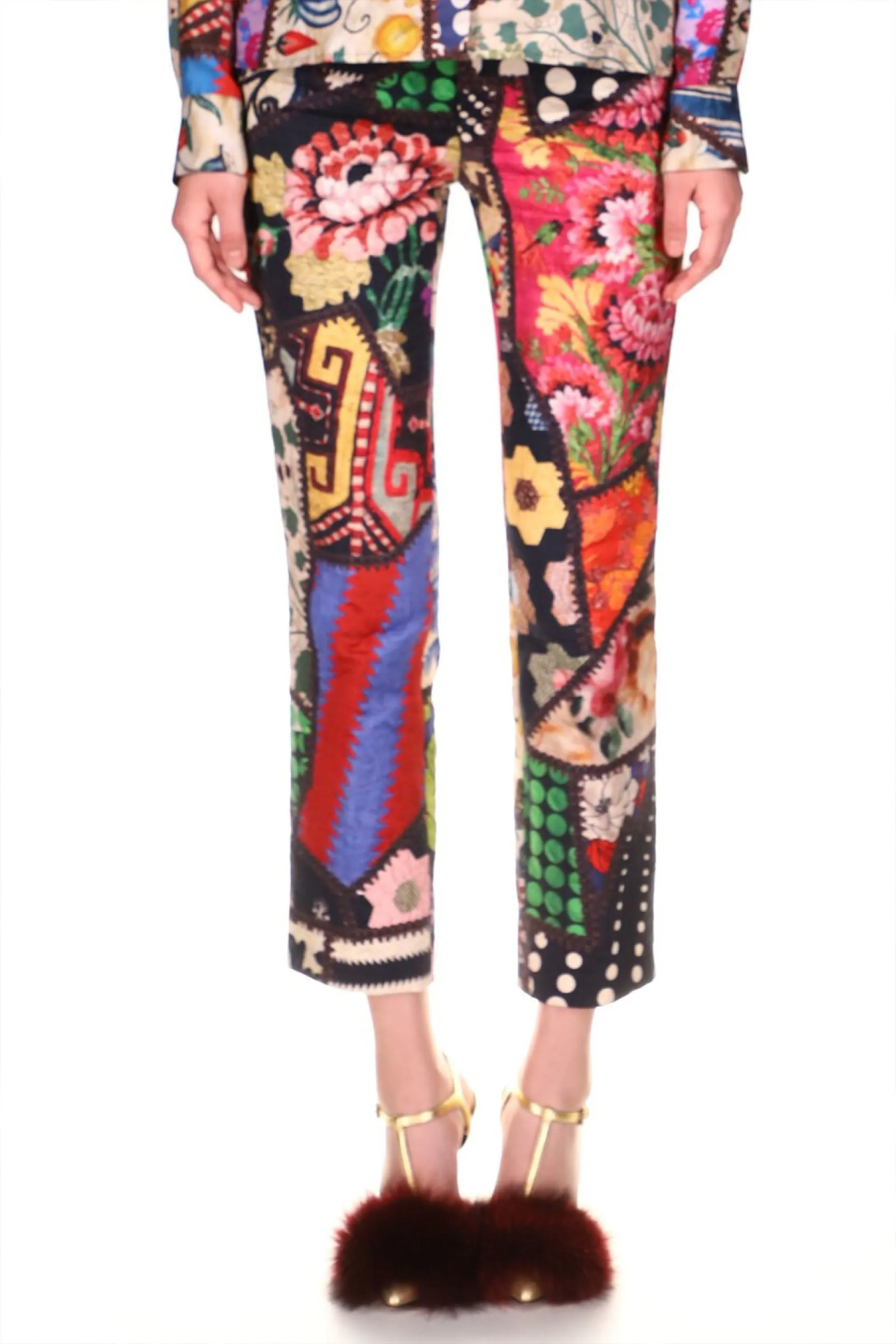 'HOTCH POTCH CRAZY QUILT' SLIM TROUSER