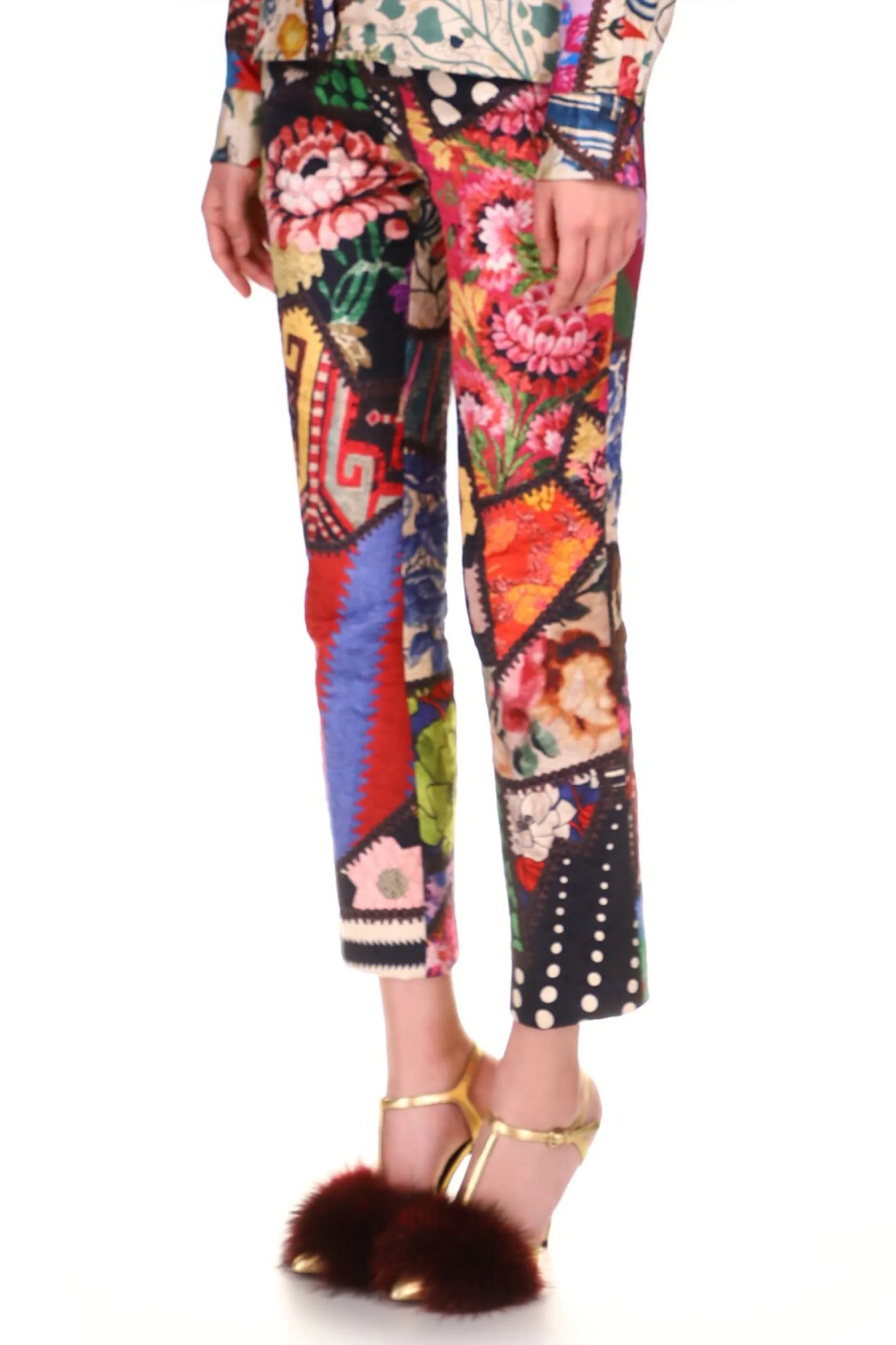 'HOTCH POTCH CRAZY QUILT' SLIM TROUSER