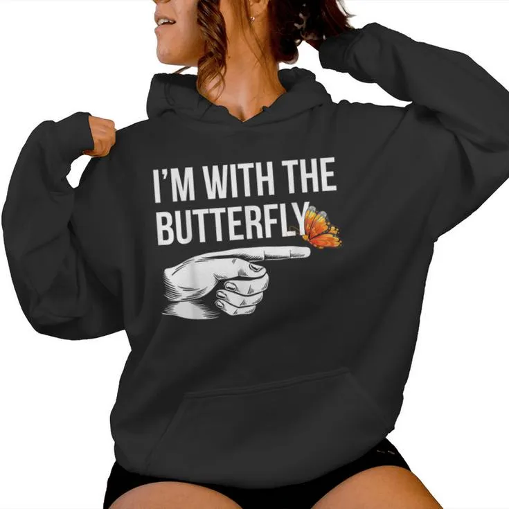 I'm With Butterfly Party Matching Couples Halloween Costume Women Hoodie