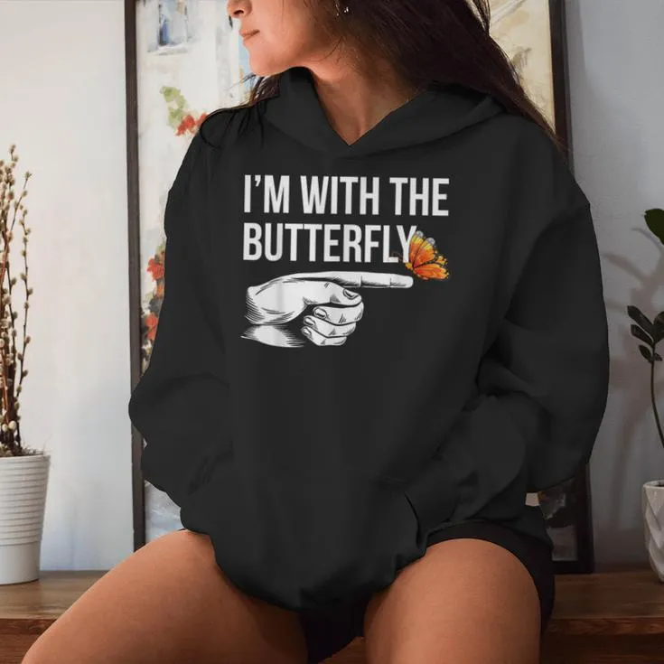 I'm With Butterfly Party Matching Couples Halloween Costume Women Hoodie