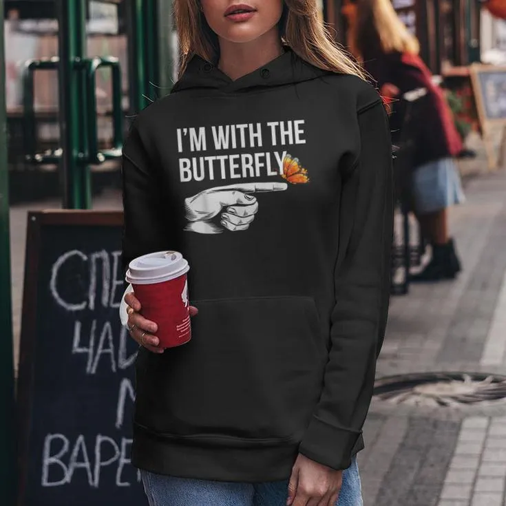 I'm With Butterfly Party Matching Couples Halloween Costume Women Hoodie