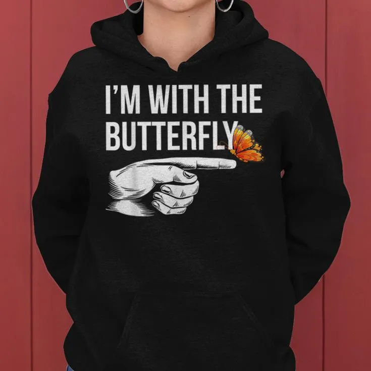 I'm With Butterfly Party Matching Couples Halloween Costume Women Hoodie