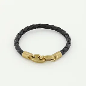 JOURNEY Single Wrap LEATHER Bracelet with Matte Brass Brummels + BLACK