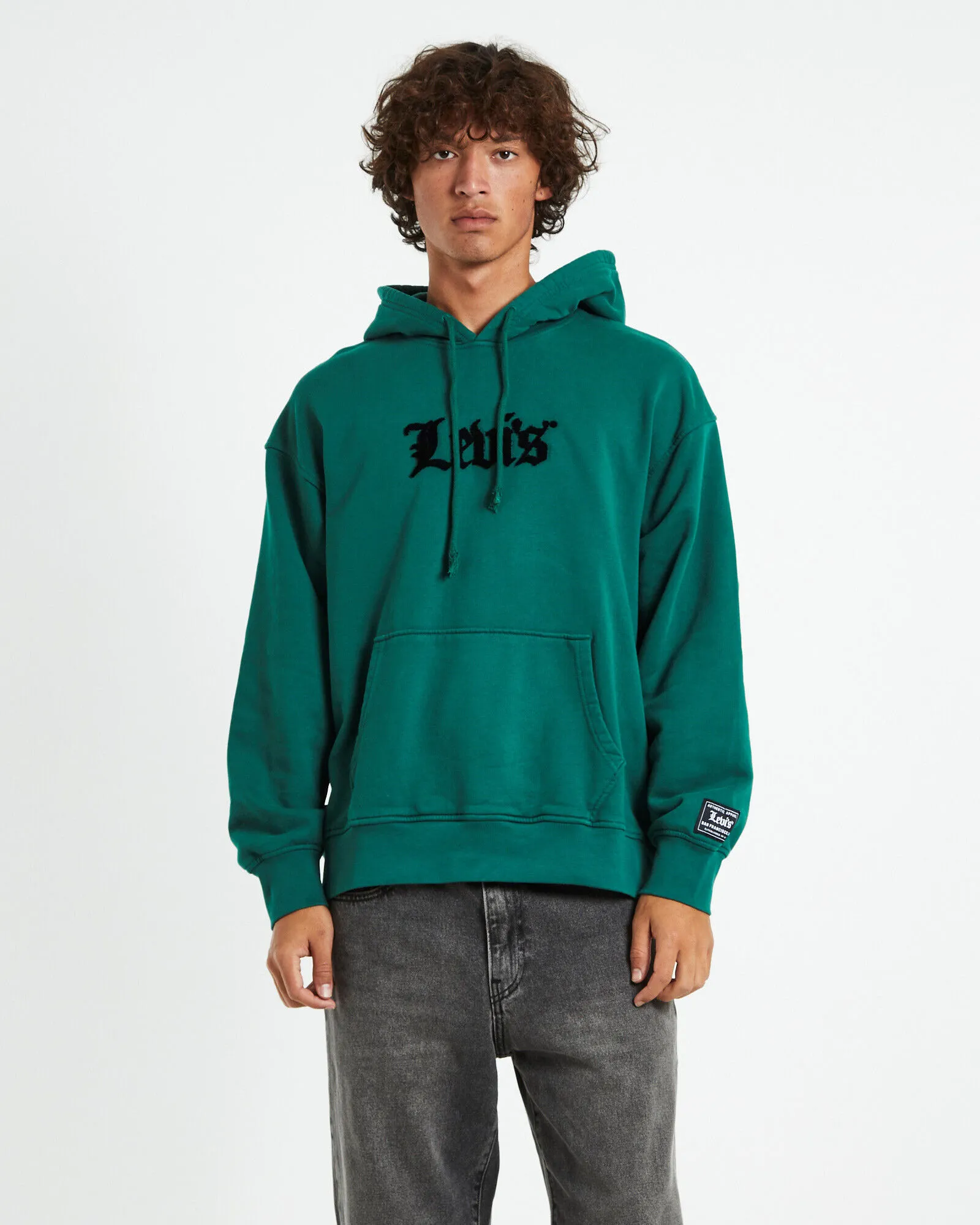 Levis Relaxed Graphic Olde English Hoodie Evergreen