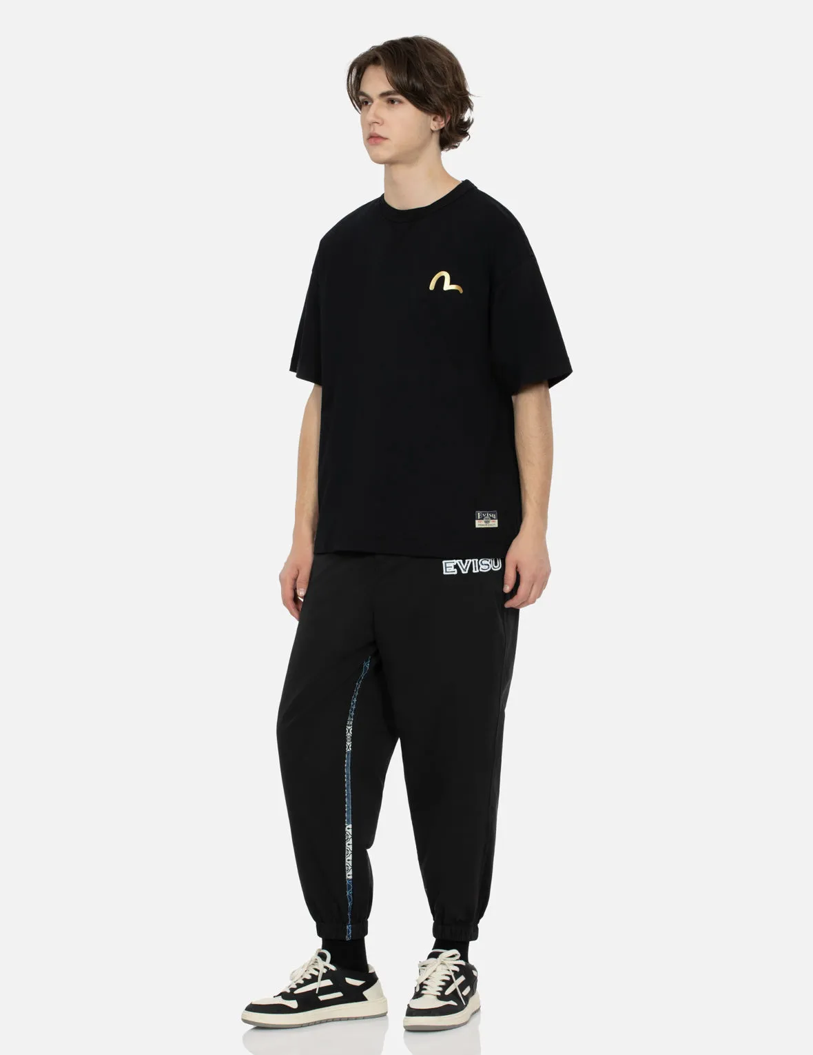 Logo and Seagull Patchwork Appliqué Loose Fit Joggers