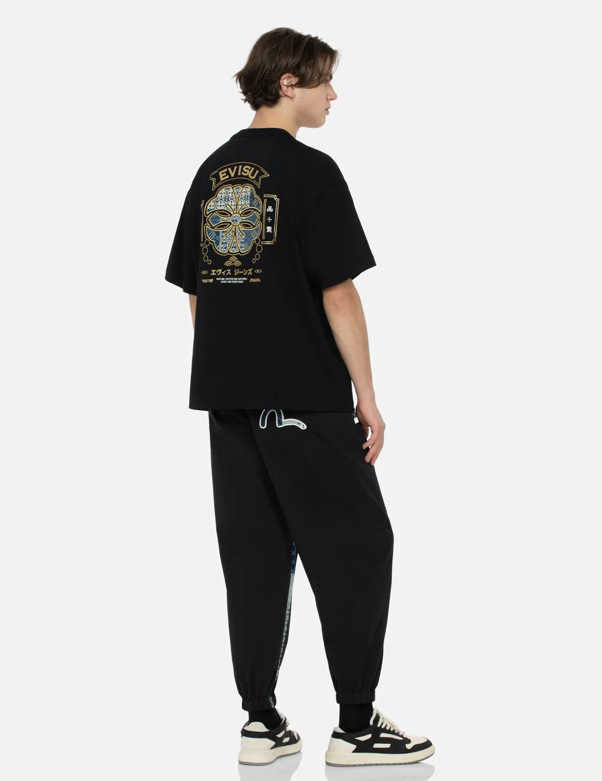 Logo and Seagull Patchwork Appliqué Loose Fit Joggers