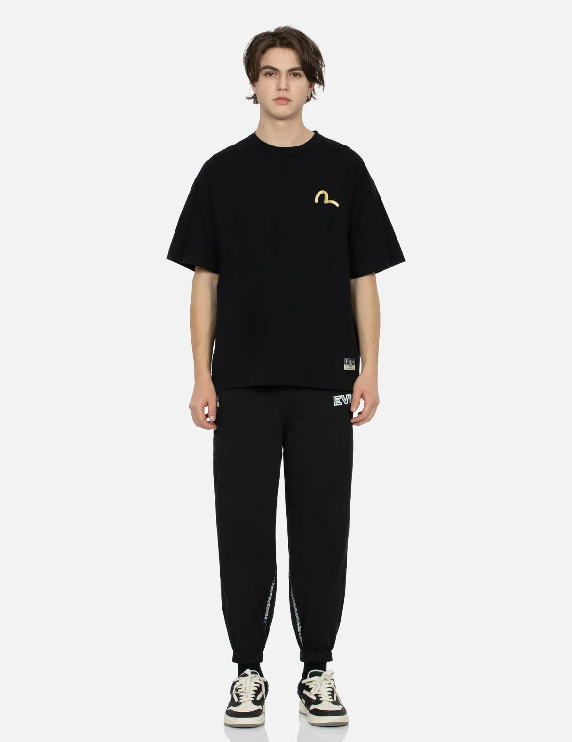 Logo and Seagull Patchwork Appliqué Loose Fit Joggers