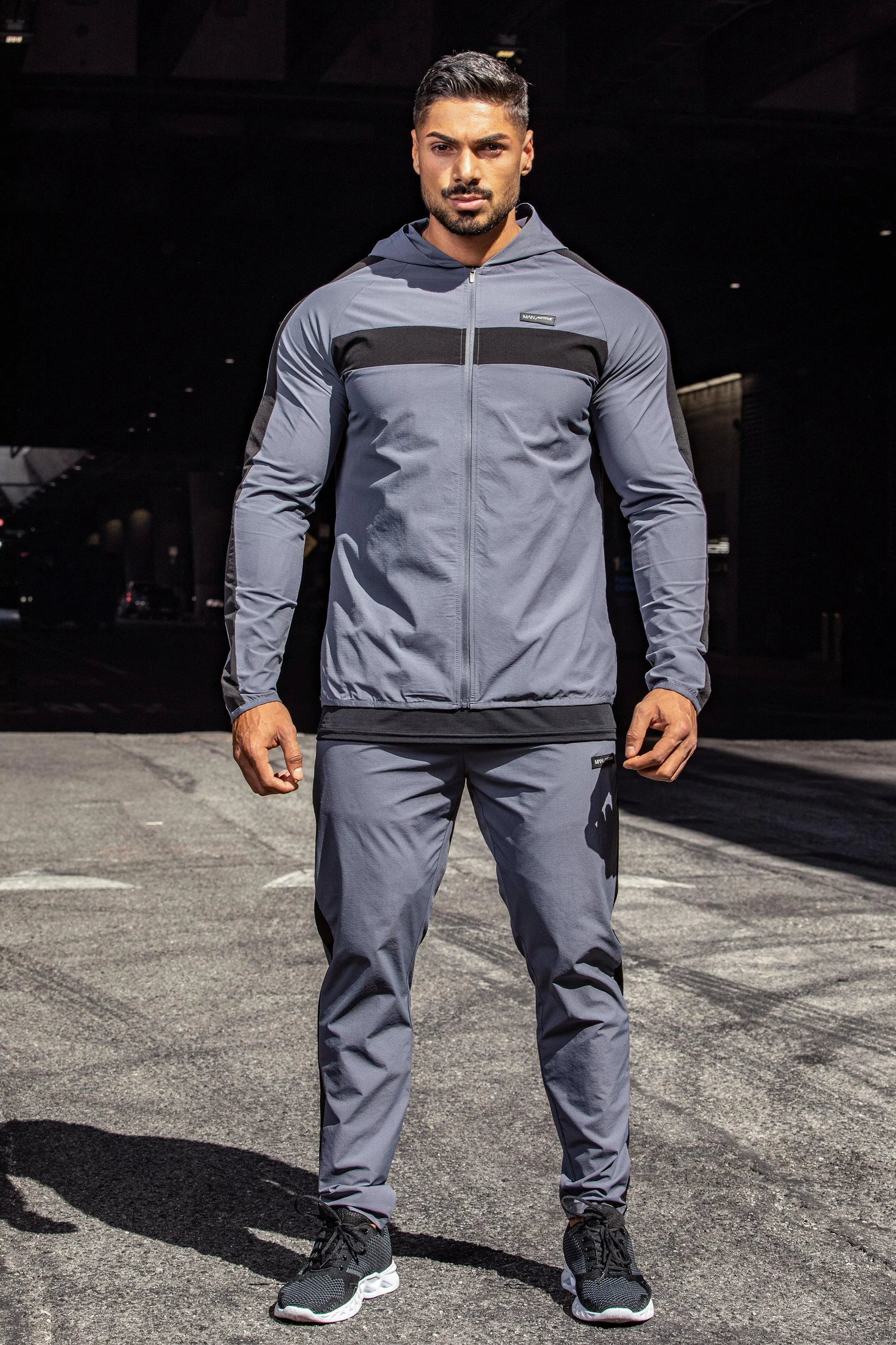 Man Active Gym Tech Zip Thru Hooded Tracksuit