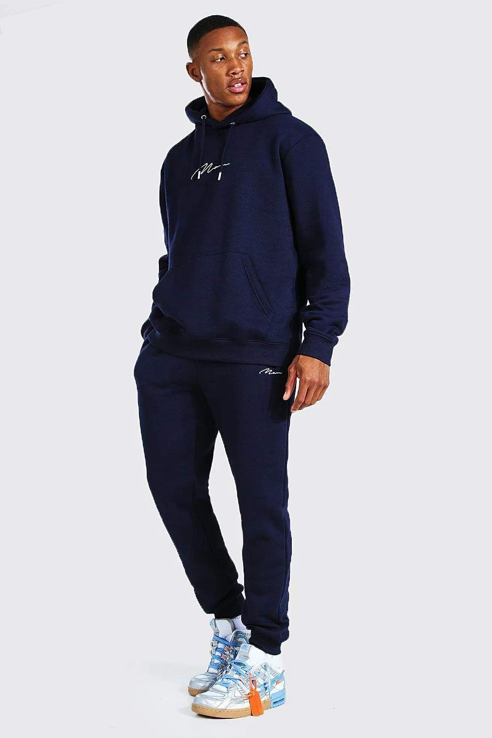 Man Signature Regular Hooded Tracksuit | boohooMAN UK