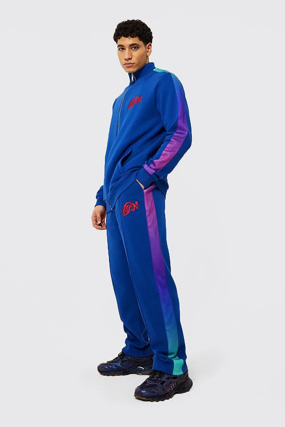 Man Zip Through Funnel Tracksuit | boohooMAN UK