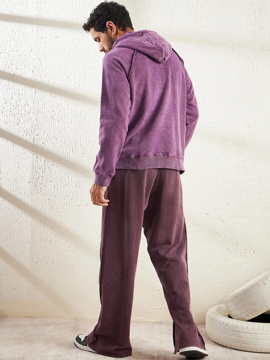 Mauve Dyed Raw Edged Tracksuit