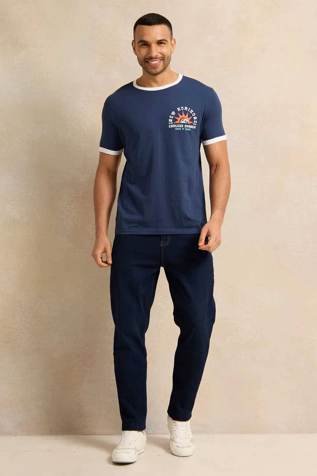 Men Navy Graphic T-Shirt