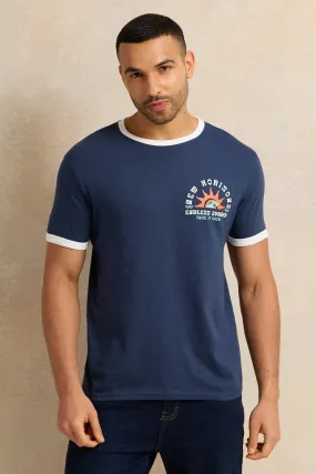 Men Navy Graphic T-Shirt