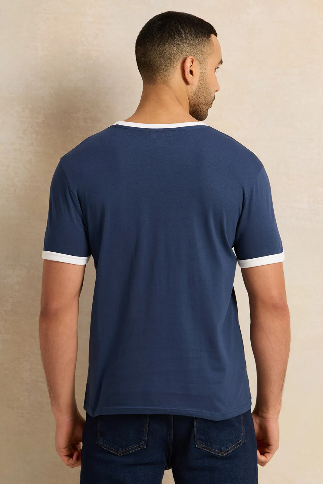 Men Navy Graphic T-Shirt