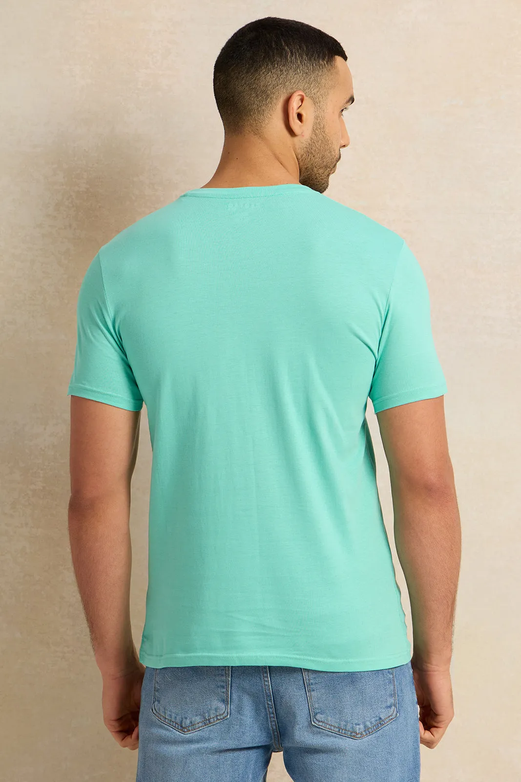 Men Teal Graphic T-Shirt