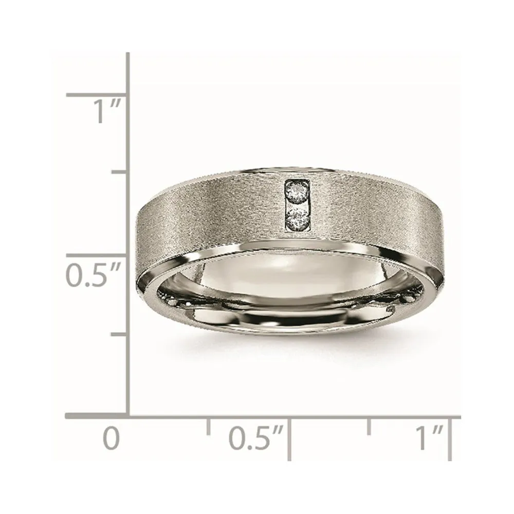 Men's 7mm Titanium 1/20ctw Diamond Brushed Beveled Standard Fit Band