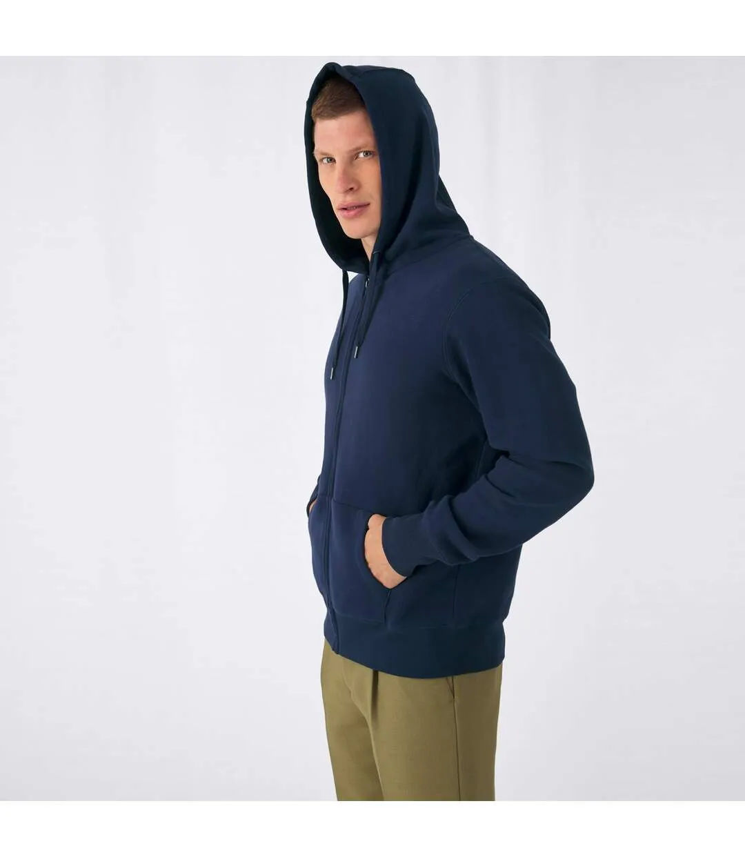 Mens full zip hoodie navy B&C