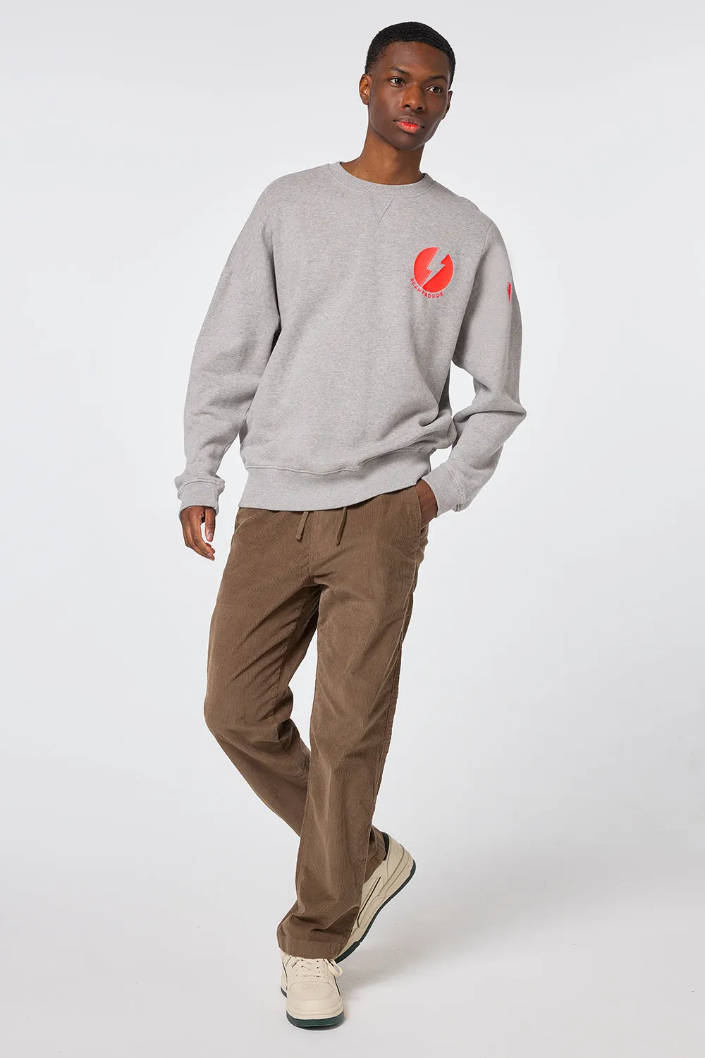 Men's Grey Marl Graphic Bolt Placement Sweatshirt