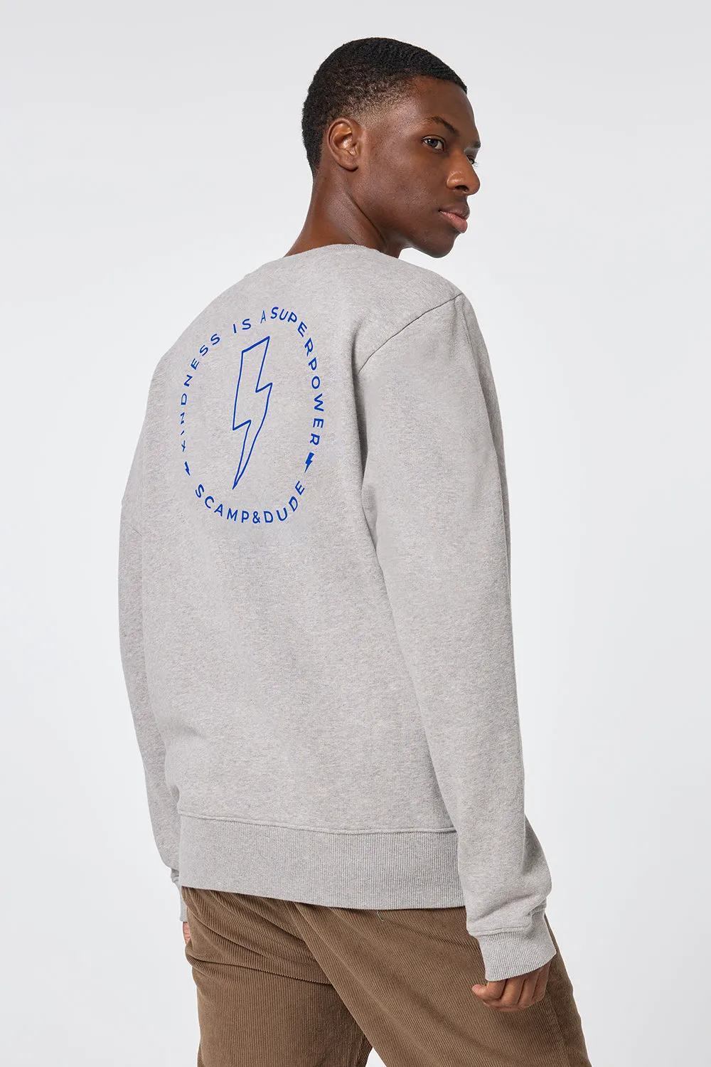 Men's Grey Marl Graphic Bolt Placement Sweatshirt