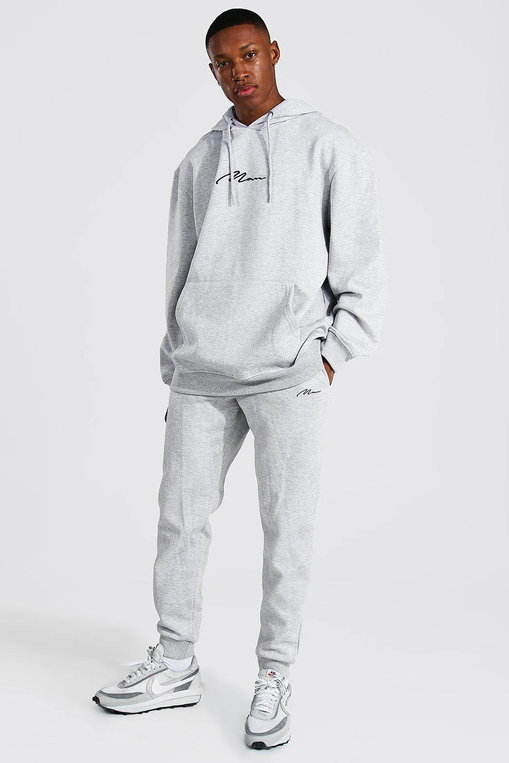 Oversized Man Signature Hooded Tracksuit | boohooMAN UK