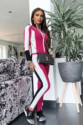 Pink Black and White Striped Tracksuit - Cayla