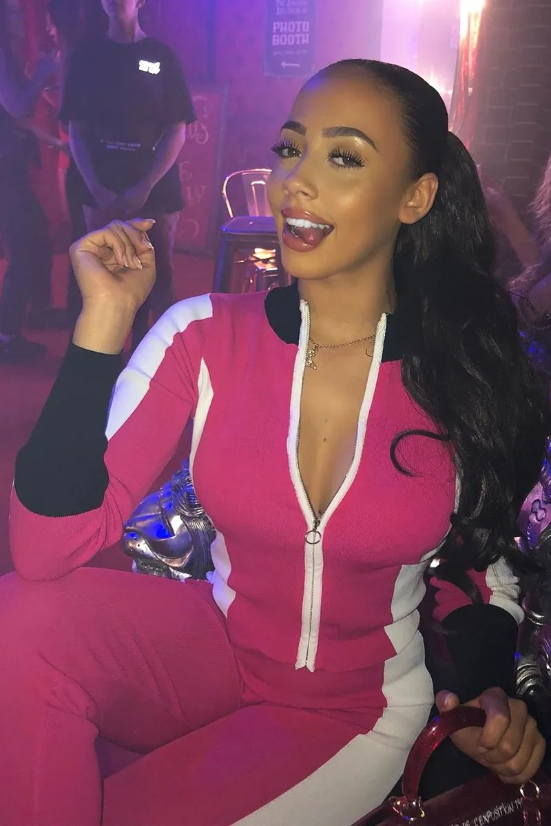 Pink Black and White Striped Tracksuit - Cayla