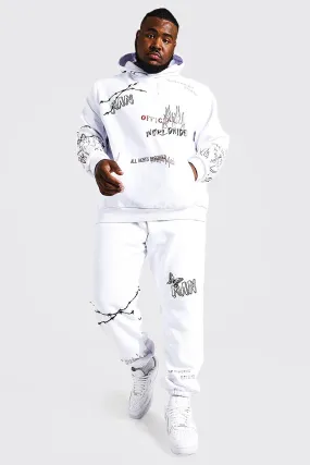 Plus Official Graffiti Print Hooded Tracksuit