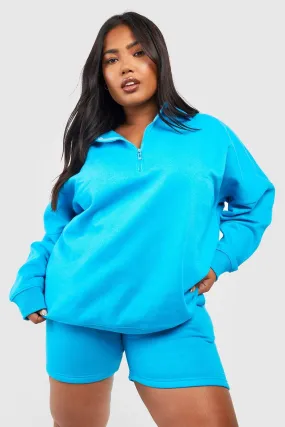 Plus Oversized Half Zip Short Tracksuit