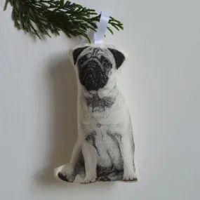 Plush Pug Ornament