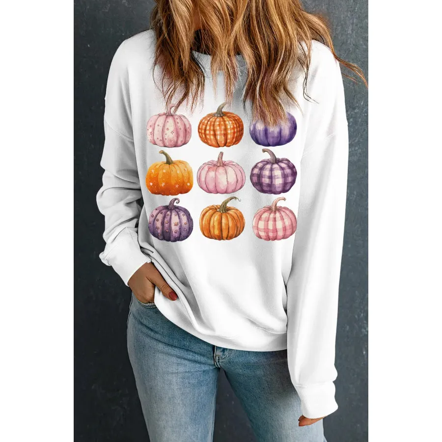 Pumpkin Graphic Long Sleeve Sweatshirt