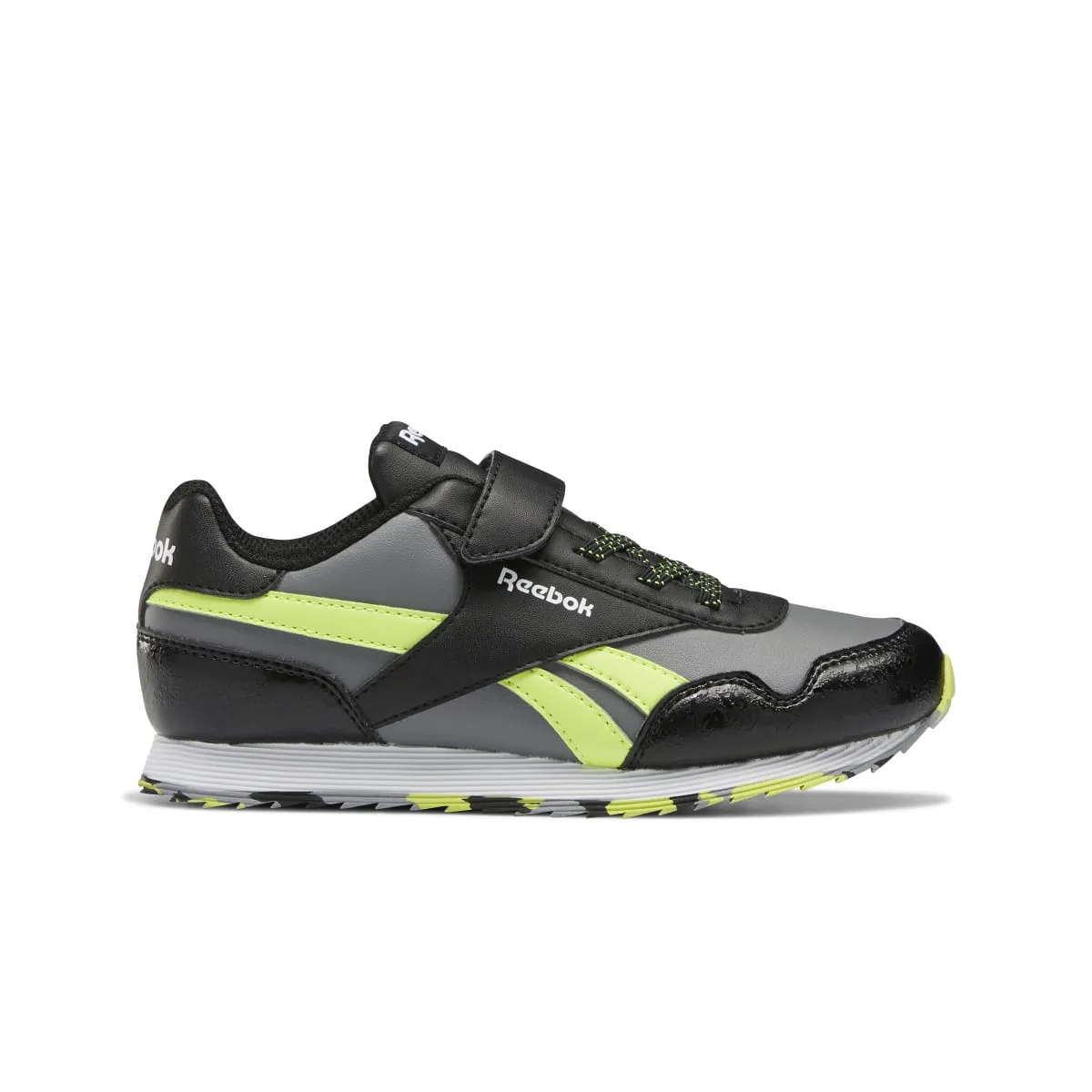 REEBOK GW3742 ROYAL CL JOGGER 3.0 1V YTH'S (Medium) Black/Grey/Yellow Synthetic Lifestyle Shoes