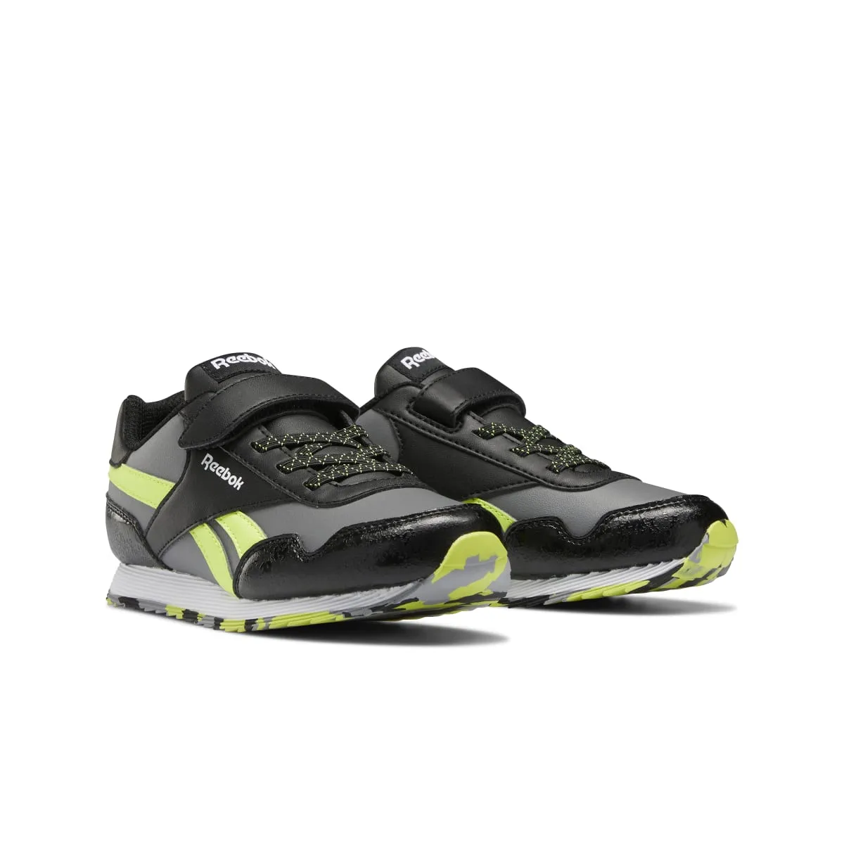 REEBOK GW3742 ROYAL CL JOGGER 3.0 1V YTH'S (Medium) Black/Grey/Yellow Synthetic Lifestyle Shoes