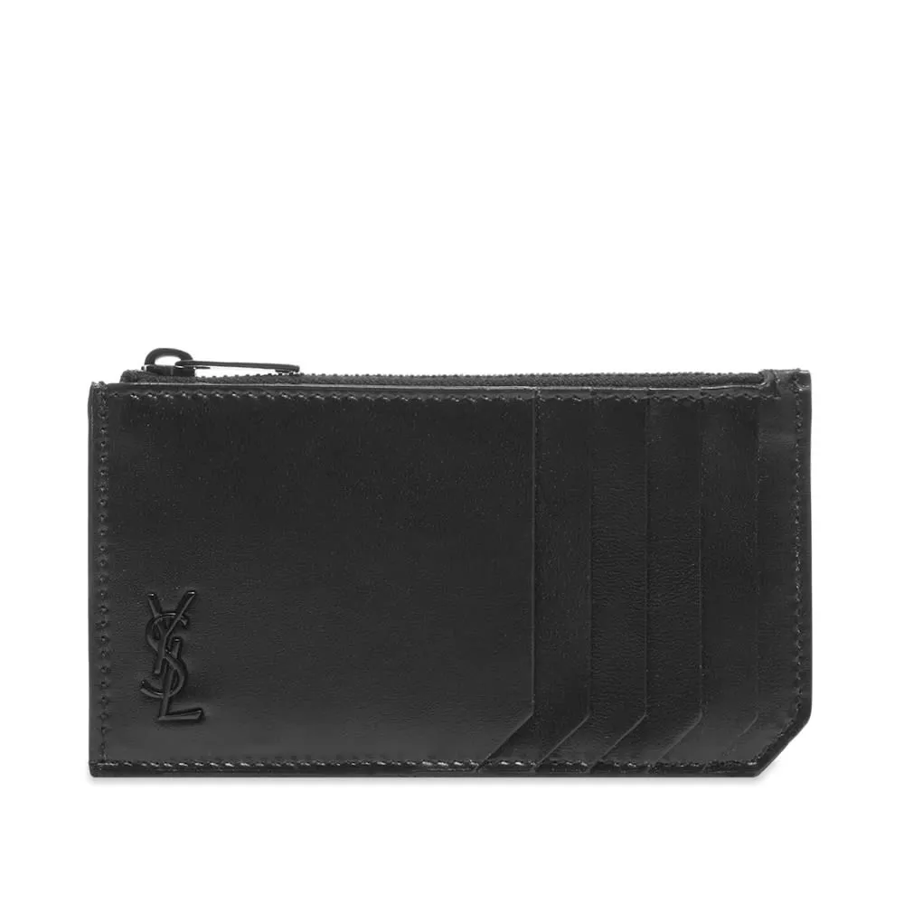 Saint Laurent Tiny Monogram Zip Card HolderBlack