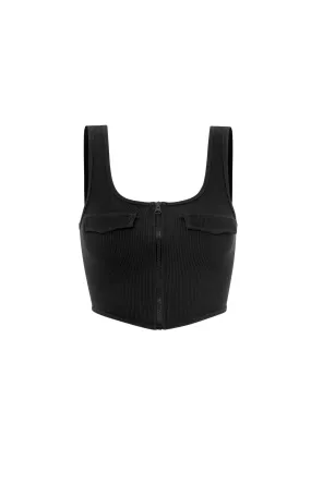 Scoopneck Zip-Up Crop Top