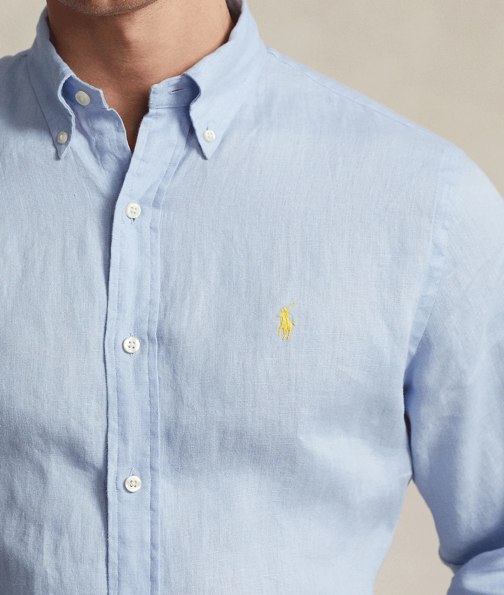 Slim Fit Linen Shirt - Blue