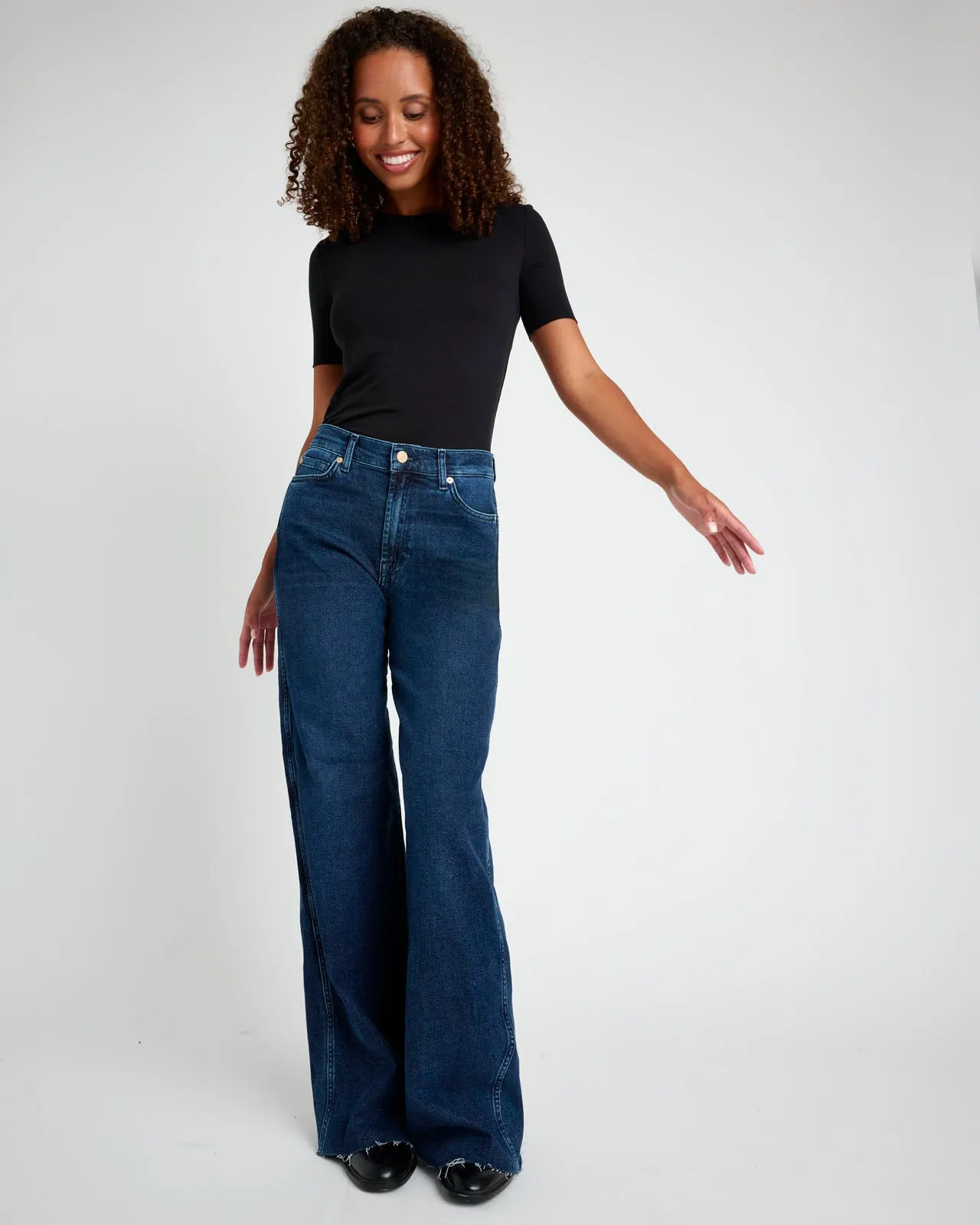 Slim Palazzo Raw Hem Jean