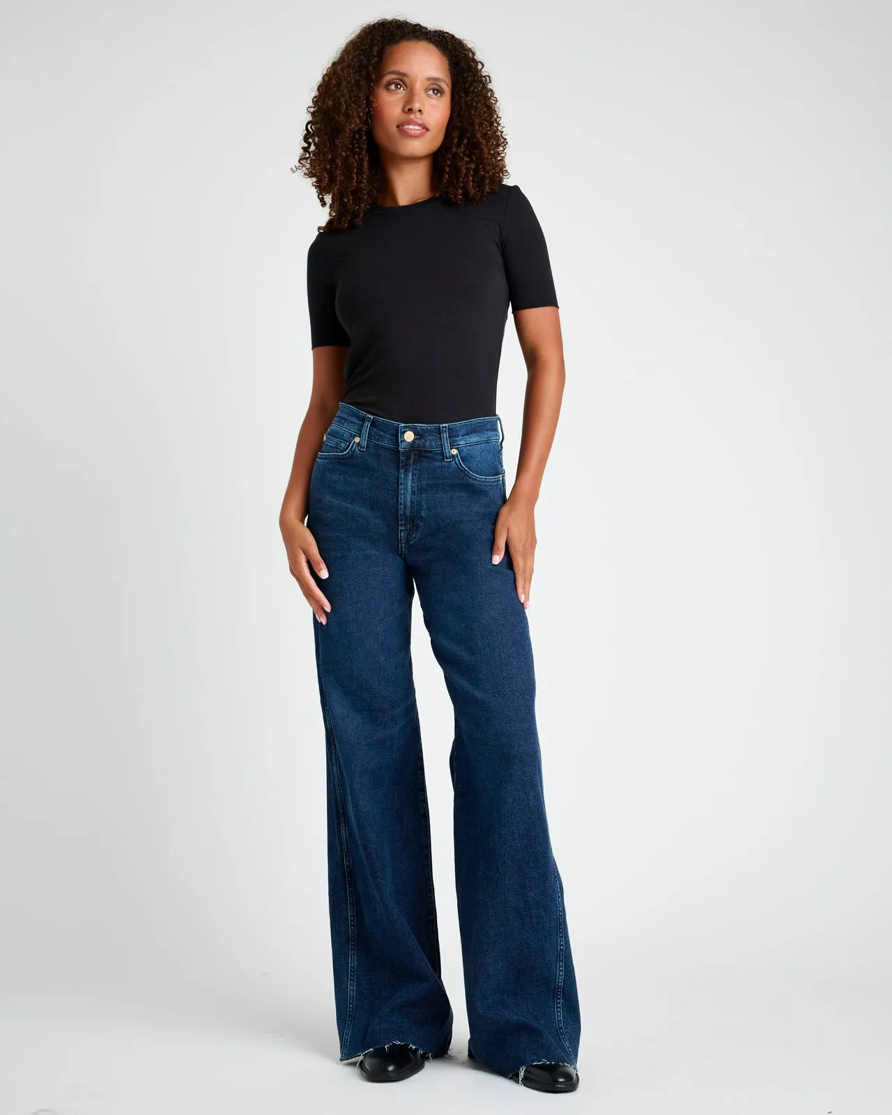 Slim Palazzo Raw Hem Jean