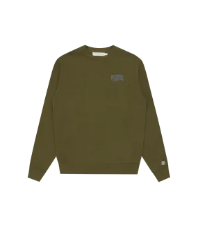 SMALL ARCH LOGO CREWNECK - OLIVE