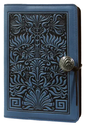 Small Leather Journal - Thistle in Sky Blue