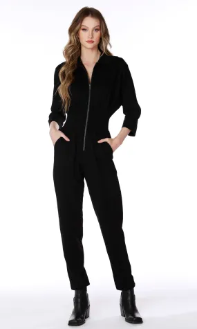 Smocked Waist Zip Front Jumpsuit