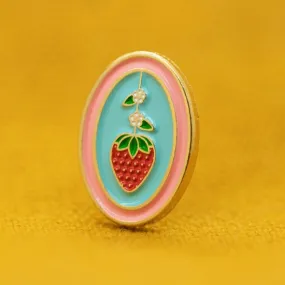 Strawberry Oval Enamel Pin