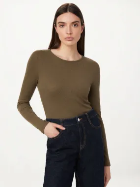 The Slim Ribbed Long Sleeve Top in Mocha