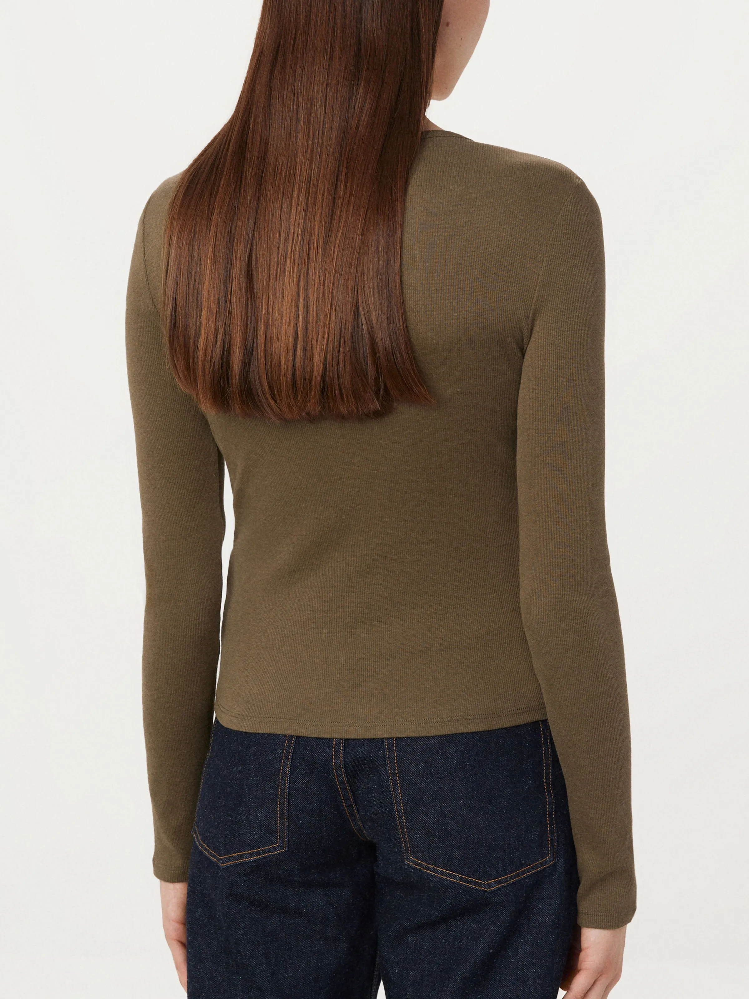 The Slim Ribbed Long Sleeve Top in Mocha